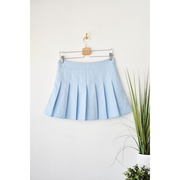 Fashion Dresses & Skirts - Pastel Blue Pleated Mini Skirt Woman's S Tennis Preppy School Girl Anime